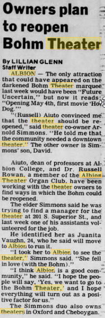 Bohm Theatre - 20 Apr 1984